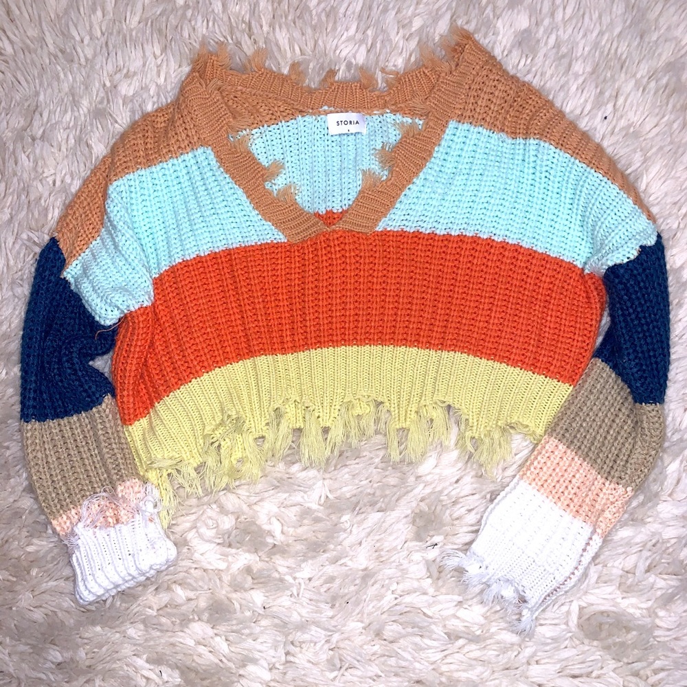 Storia Multi-Colored Cropped Sweater
